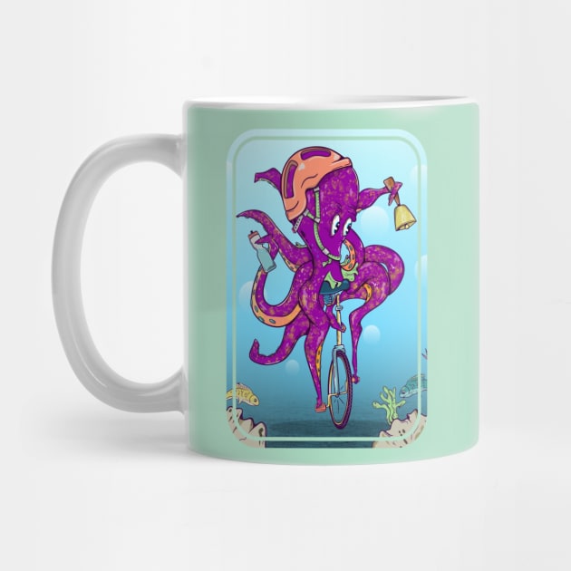 Octopus riding a bike underwater by mailboxdisco